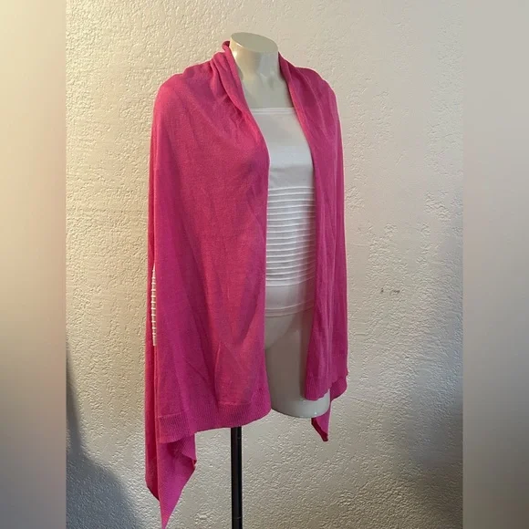 Talbots Bright Pink linen blend Knitwear cover up / top  M L - Picture 2 of 11